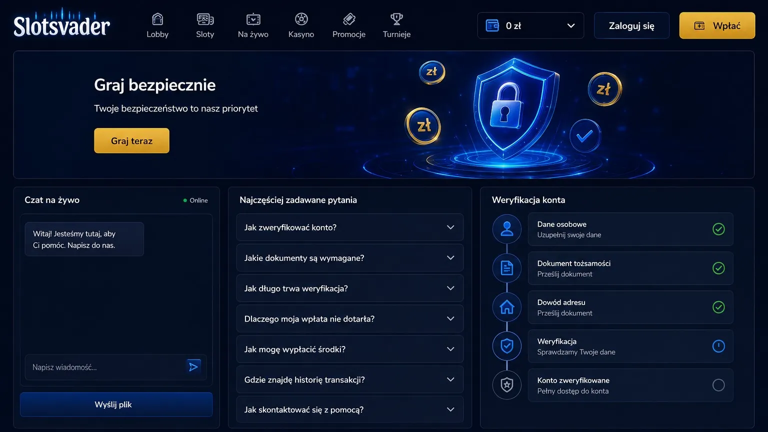 Weryfikacja dwuetapowa w Slotsvader Casino