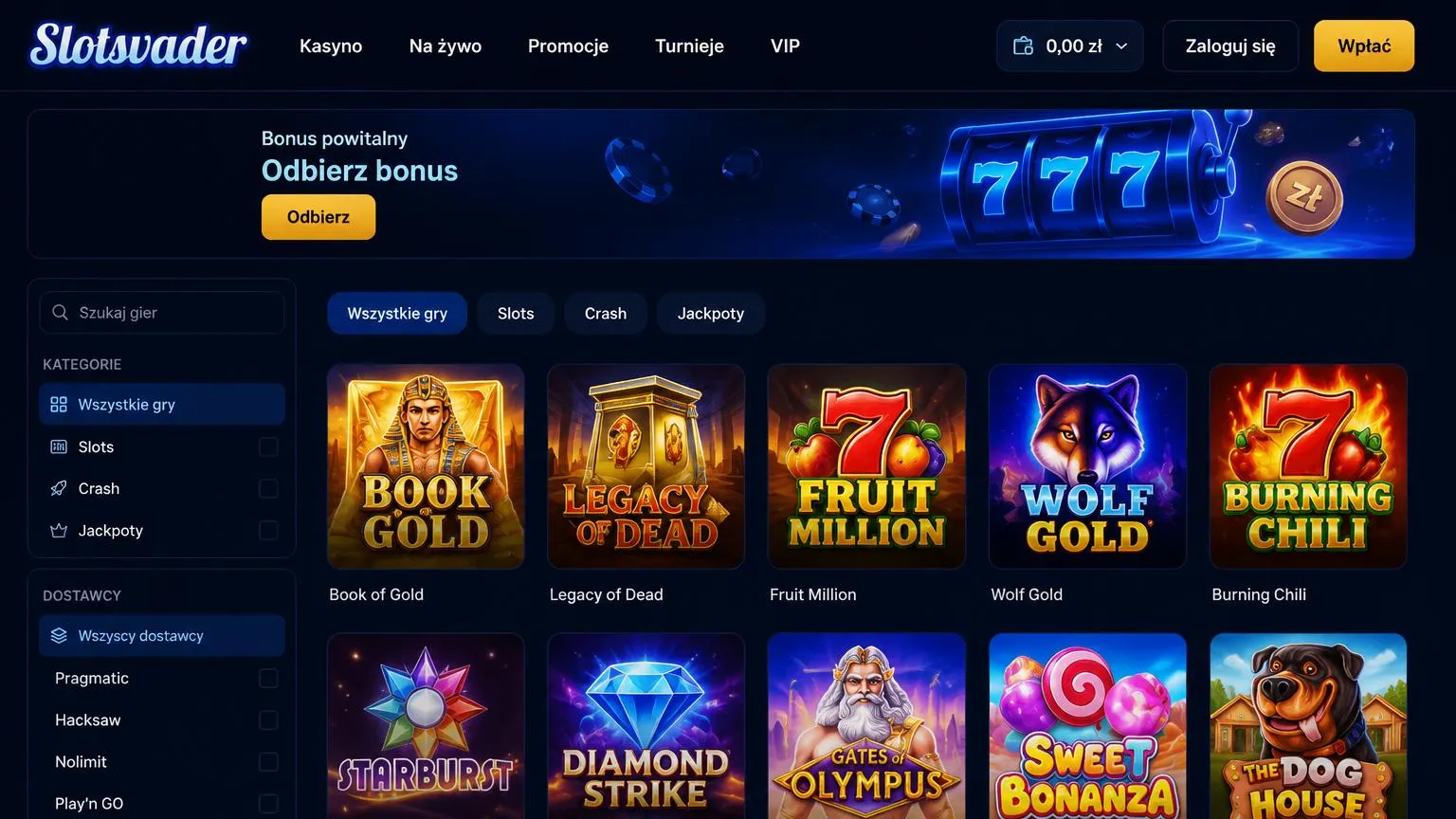 Nawigacja po panelu użytkownika w Slotsvader Casino